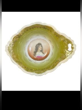Antique Portrait Bowl Imperial China Austria Gold Guilded Nappy Dish Lemon
